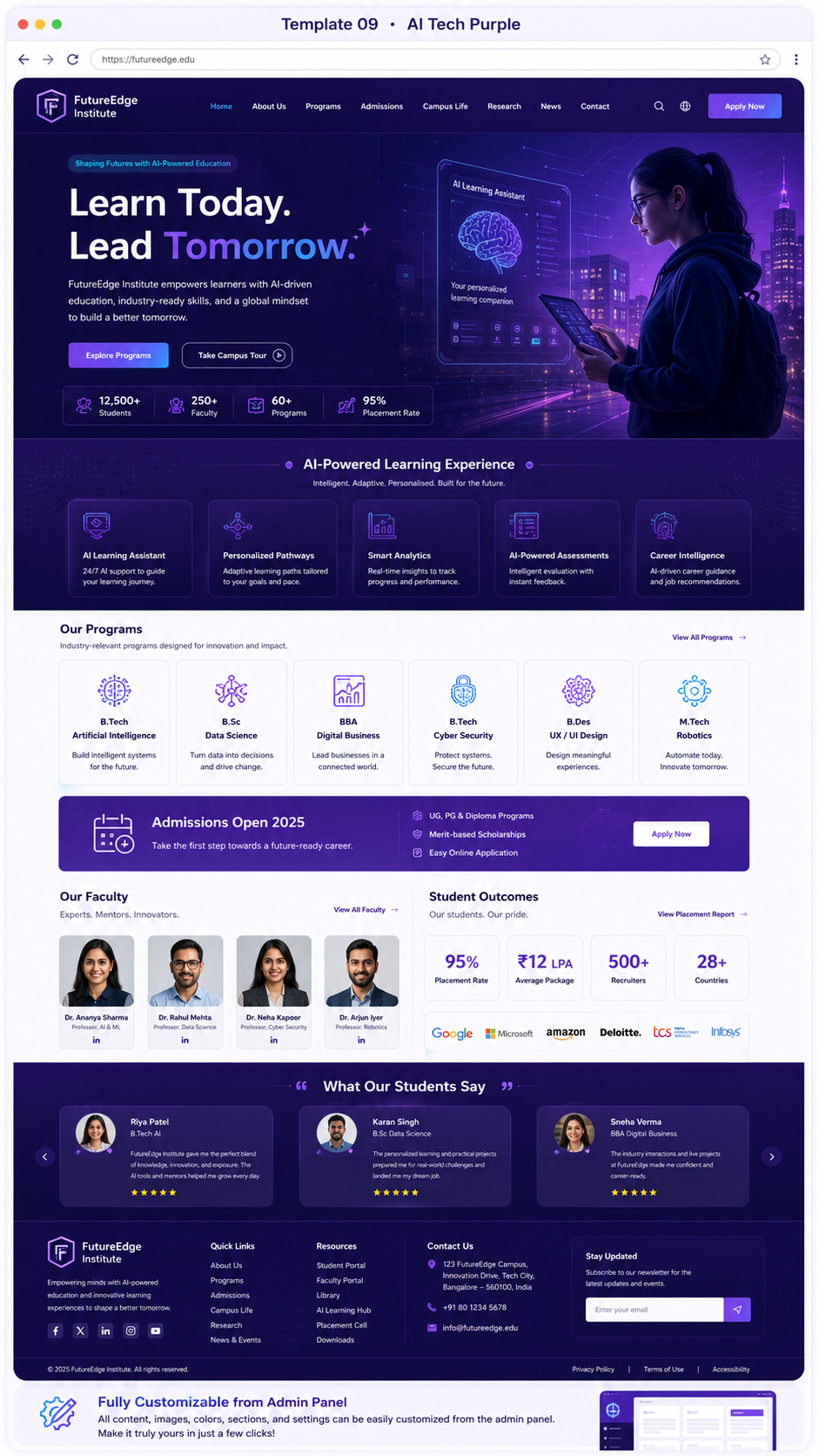 Template 09 · AI Tech Purple preview