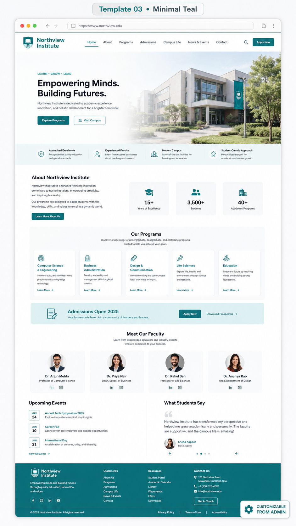 Template 03 · Minimal Teal preview