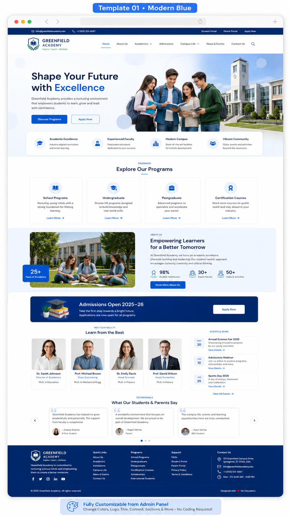 Template 01 · Modern Blue preview