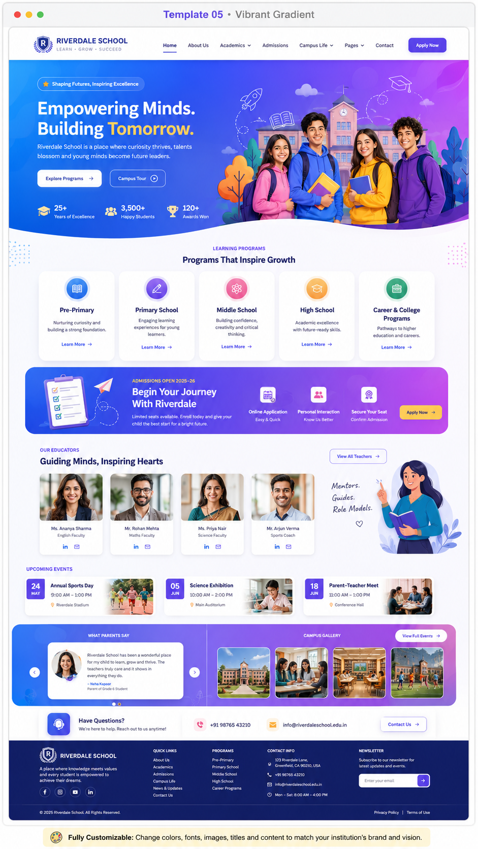 Template 05 · Vibrant Gradient preview